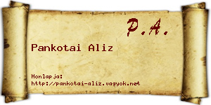 Pankotai Aliz névjegykártya
